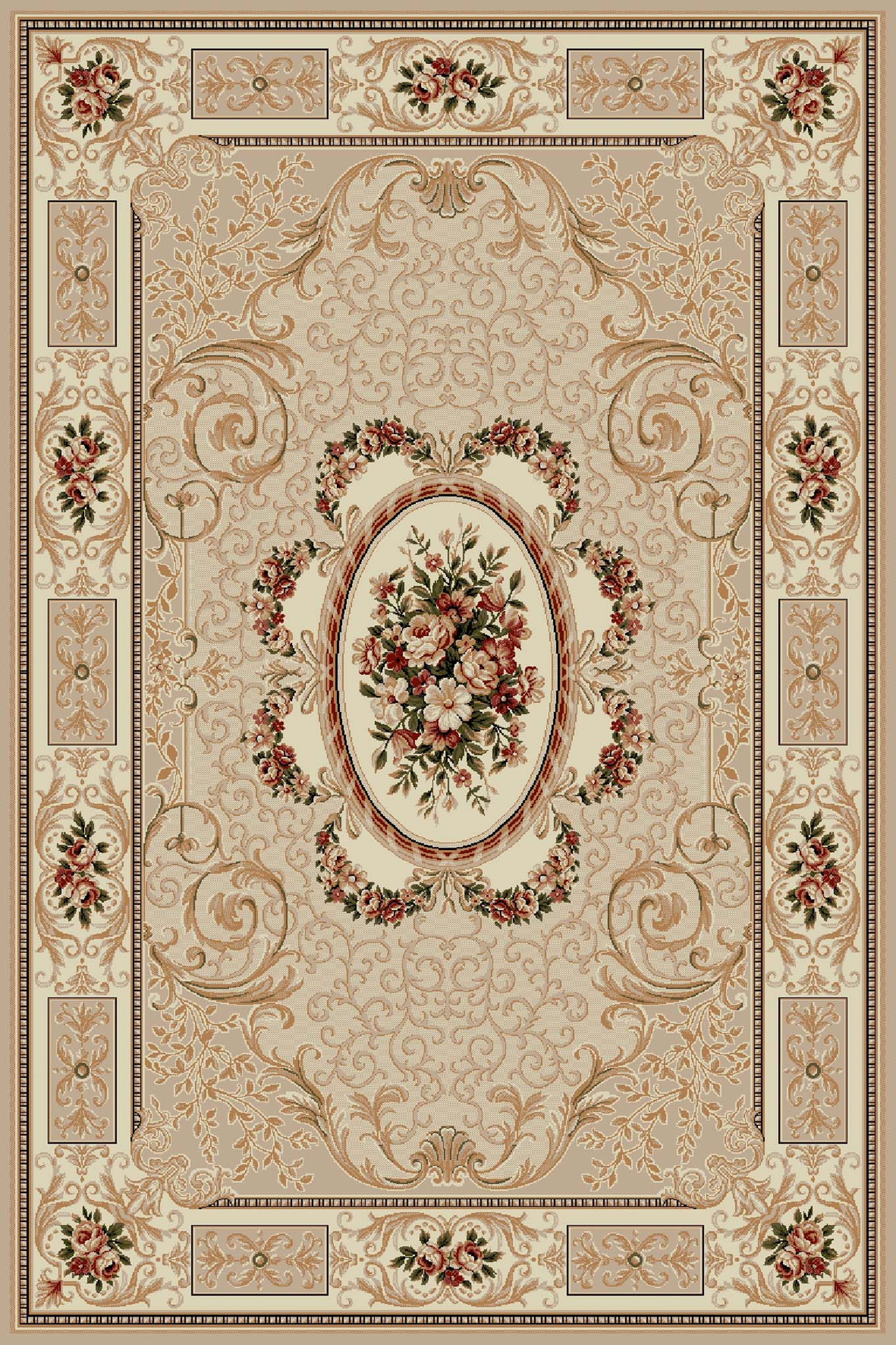 Covor Clasic Floral Lotos 542/100 Bej, 1800g/mp