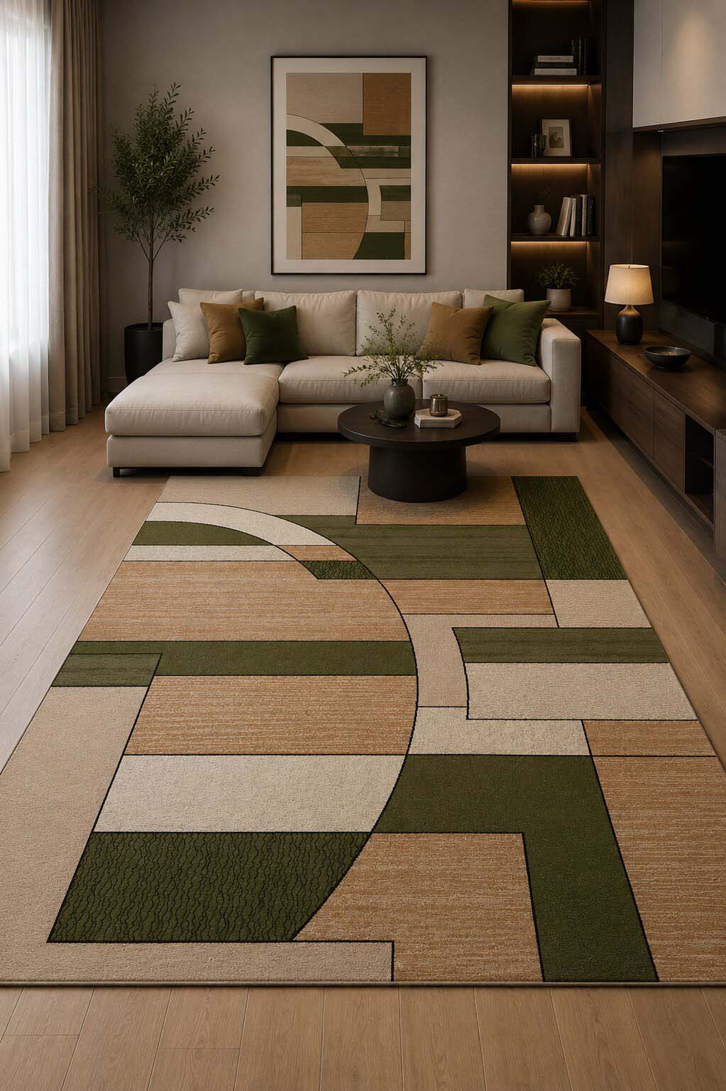 Covor Lotos 538/836 Verde-Crem, 80x150cm, 1800g/mp