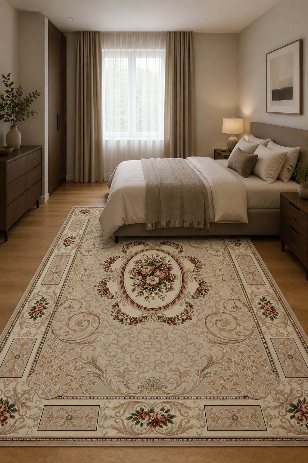 Covor Clasic Floral Lotos 542/100 Bej, 1800g/mp