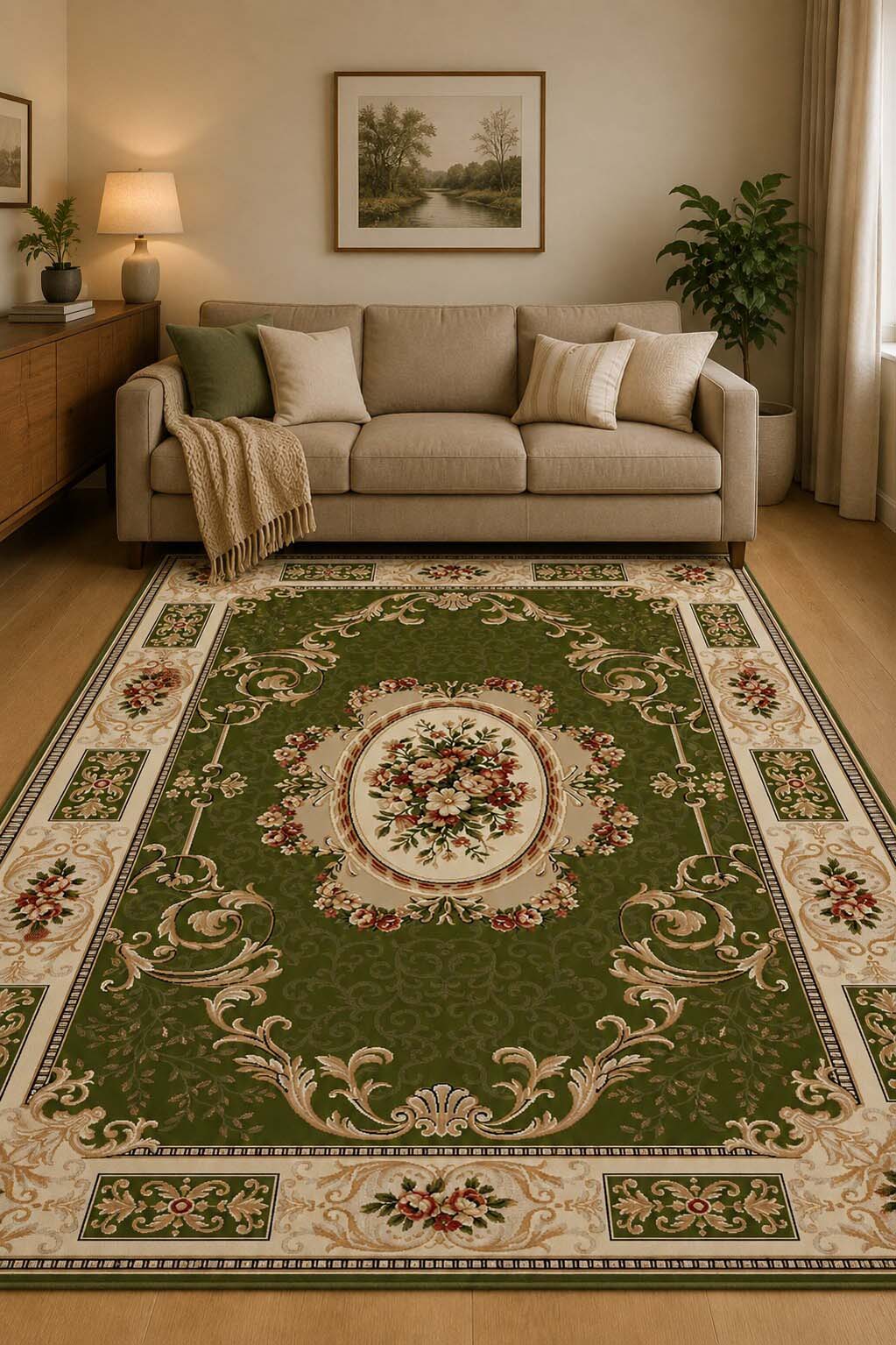 Covor Clasic Floral Lotos 542/330 Verde, 200x300cm, 1800g/mp