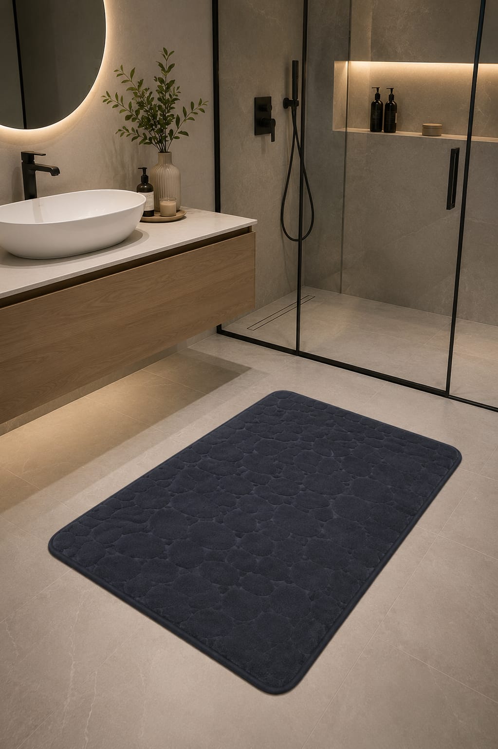 Covor de baie Gri Antracit 60 x 100 cm Memory Foam